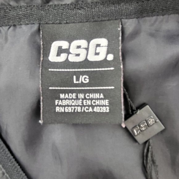 CSG Camo Nylon Hoodie Size Large Black & Gray Camo Zippered Pockets - Picture 3 of 8